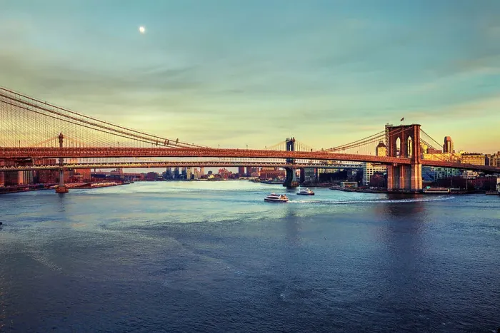 Framed Print : NYC, Manhattan, East River and Brooklyn Bridge Framed Print : NYC, Manhattan, East River and Brooklyn Bridge