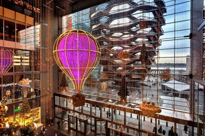 Framed Print : NYC, Manhattan, Hudson Yards, Shine Bright Christmas decorations with Hot Air Balloon, and The Vessel Framed Print : NYC, Manhattan, Hudson Yards, Shine Bright Christmas decorations with Hot Air Balloon, and The Vessel