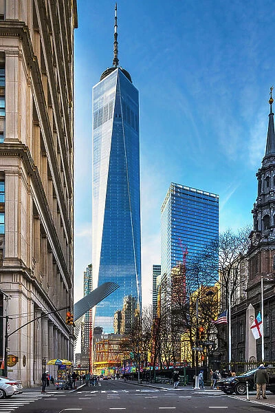 NYC, Manhattan, World Trade Center, Freedom Tower from Fulton Street