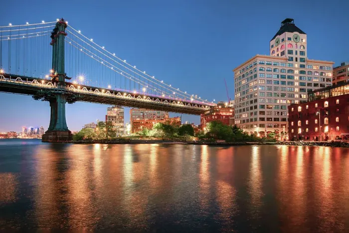 Framed Print : NYC, view of Manhattan Bridge with Clock Tower Building and Empire Stores Framed Print : NYC, view of Manhattan Bridge with Clock Tower Building and Empire Stores
