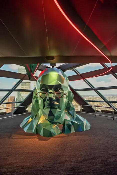 Framed Print : Pennsylvania, Philadelphia, Giant Geometric Benjamin Franklin Head at the One Liberty Observation Deck Framed Print : Pennsylvania, Philadelphia, Giant Geometric Benjamin Franklin Head at the One Liberty Observation Deck