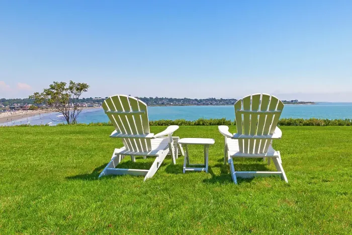 Framed Print : Rhode Island, Newport, Adirondack chairs at Chanler Hotel at cliff walk Framed Print : Rhode Island, Newport, Adirondack chairs at Chanler Hotel at cliff walk