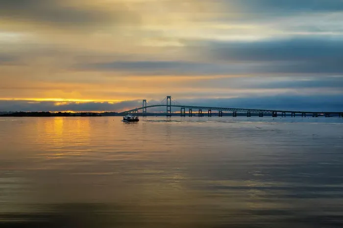 Framed Print : Rhode Island, Newport, Claiborne Pell Bridge over Narragansett Bay Framed Print : Rhode Island, Newport, Claiborne Pell Bridge over Narragansett Bay