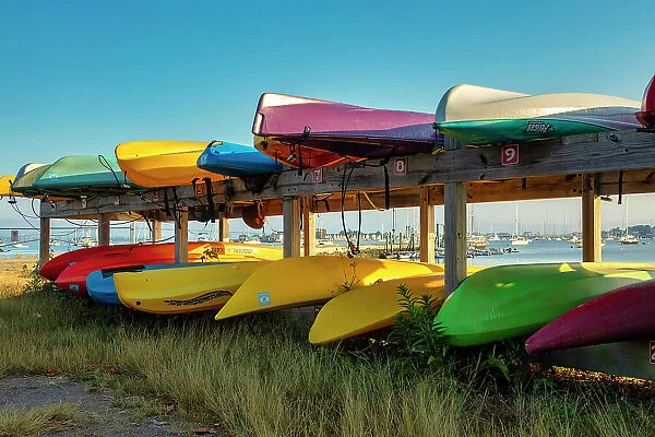 Rhode Island, Newport, kayaks by harbor