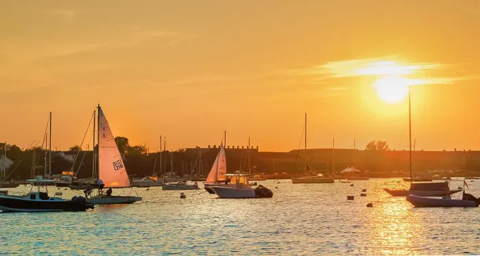 Framed Print : Rhode Island, Newport, sailboats on Narragansett Bay at sunset Framed Print : Rhode Island, Newport, sailboats on Narragansett Bay at sunset