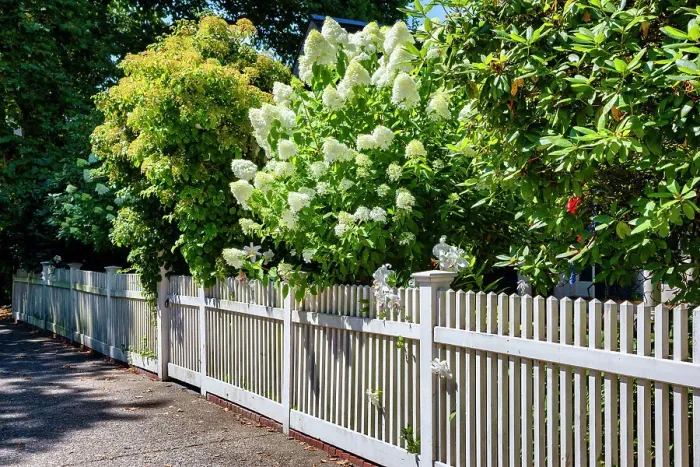 Framed Print : Rhode Island, Newport, Typical fence and garden