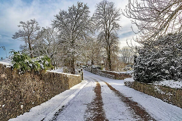 Scotland, Highland, Sutherland, road in winter