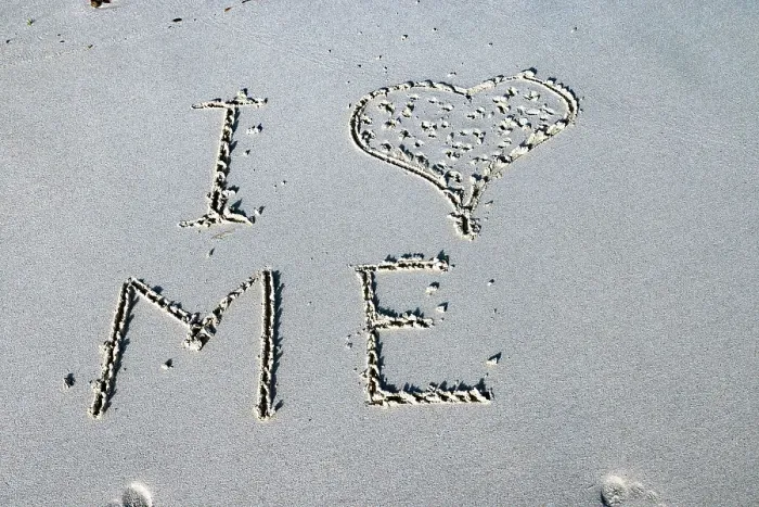 Framed Print : Self Love message on sand