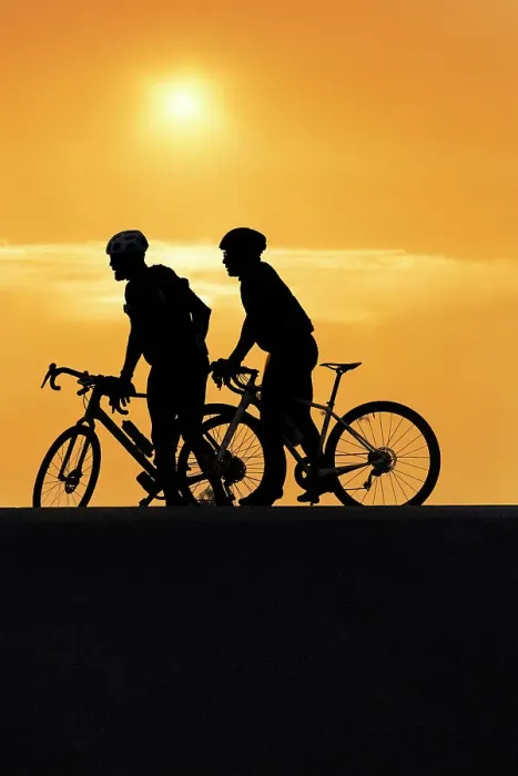 Framed Print : Silhouette of 2 bicycle riders Framed Print : Silhouette of 2 bicycle riders
