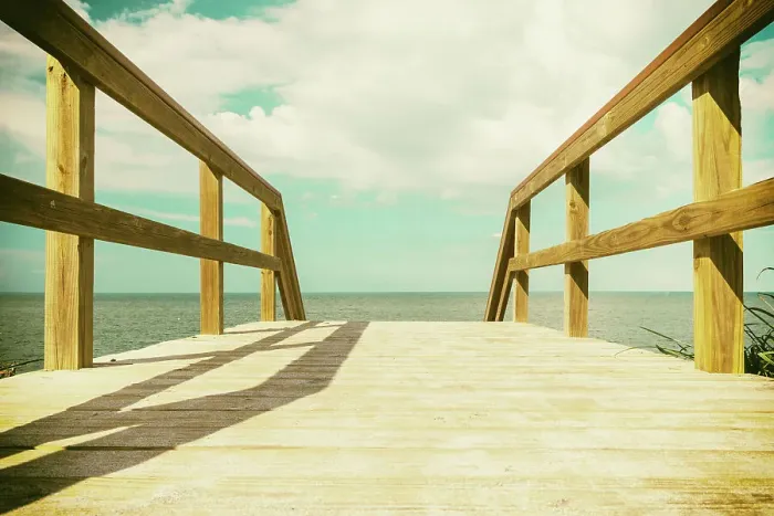 Framed Print : Staircase facing the ocean
