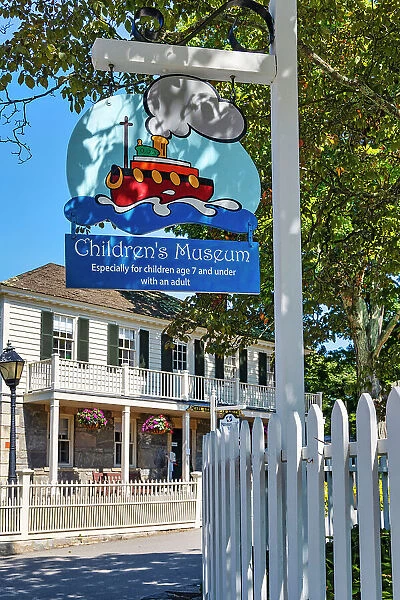US, Connecticut, Mystic Seaport Museum, Children's Museum Sign