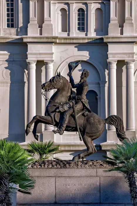 Framed Print : USA, Louisiana, New Orleans, French Quarter, Jackson Square, with Jackson's statue at center, and Saint Louis Cathedral Framed Print : USA, Louisiana, New Orleans, French Quarter, Jackson Square, with Jackson's statue at center, and Saint Louis Cathedral