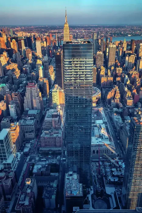 Framed Print : USA, New York City, Edge, aerial views of Manhattan at sunset Framed Print : USA, New York City, Edge, aerial views of Manhattan at sunset