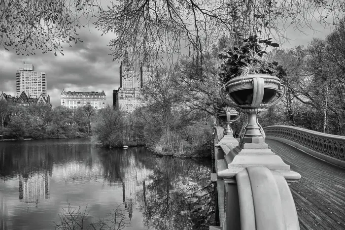 Framed Print : USA, New York City, Manhattan Central Park Bow Bridge and San Remo apartment building Framed Print : USA, New York City, Manhattan Central Park Bow Bridge and San Remo apartment building