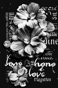 Love Prints: Abstract of tropical aquatic plant with love inspiring message
