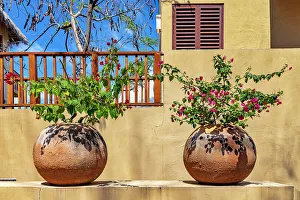 Adobe Facade, outdoor planters