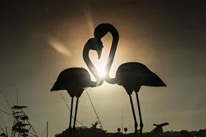 Aruba, Oranjestad, Flamingos Sculpture