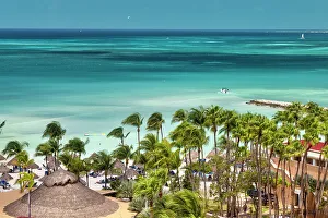Atlantic Ocean Prints: Aruba, Overview of Turquoise Waters and tropical beach