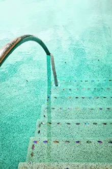 Detail Prints: Bermuda, Details of pool steps with aquamarine water