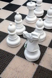 White Prints: Bermuda, Rosewood Bermuda Hotel, Palm Court, Large chess game