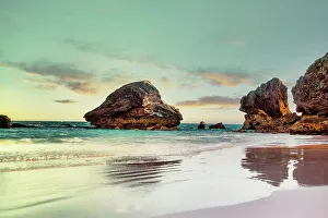 Coast Prints: Bermuda, Southampton Parish, Horseshoe Bay Beach, rock formation