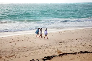 Atlantic Prints: Bermuda, women strolling on private beach at Rosewood Bermuda Hotel