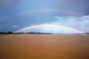 Brazil, Amazons, rainbow over Amazon river