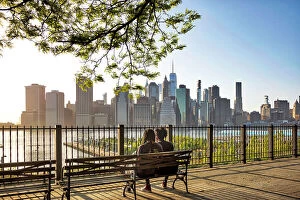 Images Dated 9th June 2020: Brooklyn, Brooklyn Heights Promenade, also called the Esplanade, views of downtown Manhattan