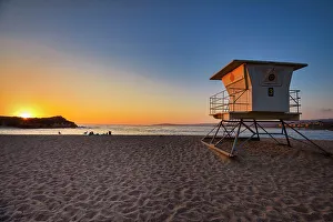 Rm301 Prints: California, Big Sur, Monastery Beach Scene at Sunset near Carmel by the Sea