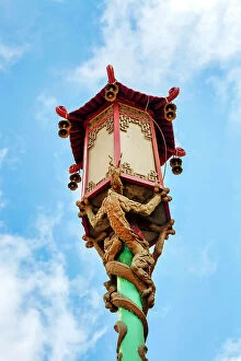 Images Dated 30th March 2023: California, Los Angeles, Chinatown, street lamp