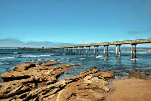 Blue Prints: California, San Diego, Ocean Beach, Beach and Pier