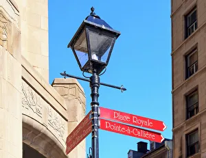 Lamp Prints: Canada, Quebec, Montreal, Close up of Street sign, Old Montreal