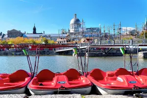 Quebeck Prints: Canada, Quebec, Montreal, Old Port, paddle boats