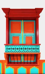 Colombia, Antioquia, Jardin, Traditional architecture, window