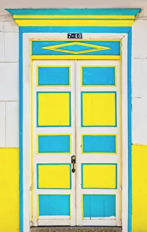 Door Prints: Colombia, Antioquia, Medellin, Jardin, City name that means Garden City, Colorful door