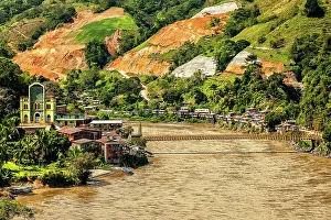 Mountain View Prints: Colombia, Antioquia, Puerto Valdivia village by Cauca River