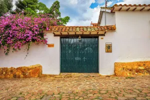 Rm271 Prints: Colombia, Boyaca, Typical Architecture in Villa de Leyva Town