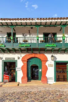 Rm271 Prints: Colombia, Boyaca, Villa de Leyva, Typical Colonial Building