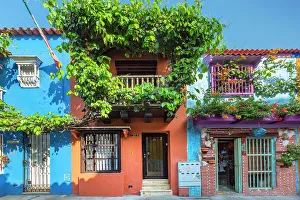 Colombia, Cartagena, Cartagena de Indias, Colorful Colonial Homes