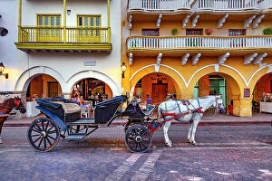 Images Dated 5th March 2019: Colombia, Cartagena, Cartagena de Indias, horse drawn carriage, walled city