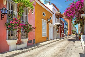 Colombia, Cartagena, Cartagena de Indias, Colorful Colonial Homes