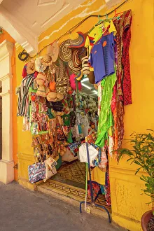 Colombia, Cartagena, Cartagena de Indias, street scene, with store, souvenirs
