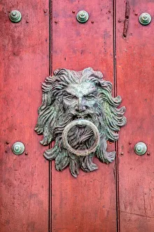 Lau888 Prints: Colombia, Cartagena, door knocker in the shape of a lion