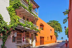 Colorful Prints: Colombia, Cartagena, street scene and writer Garcia Marquez's house