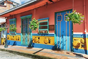 Images Dated 28th May 2021: Colombia, Colorful facade in Guatape Town near Medellin
