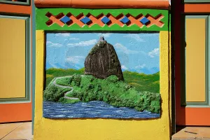 Colombia, Detail of Facade in Guatape Town near Medellin