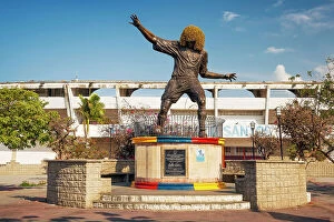 Images Dated 6th December 2023: Colombia, Magdalena, Santa Marta, Pibe Valderrama statue by soccer stadium