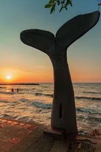 Sculpture Prints: Colombia, Sucre, Tolu, whale tail sculpture
