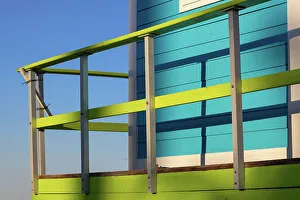Detail of a colorful lifeguard station