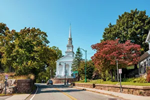 Cathdrale Prints: Connecticut, Mystic, Historic District, Main Street, Baptist Hill, Union Baptist Church